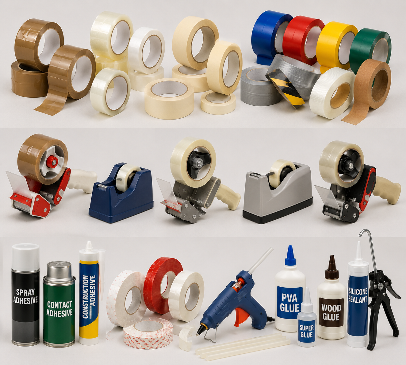 Tapes, Tape Dispensers and Adhesives